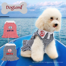 Nuevo vestido de perro personalizado de la ropa del perrito del resorte de la raya del ancla de la primavera del verano